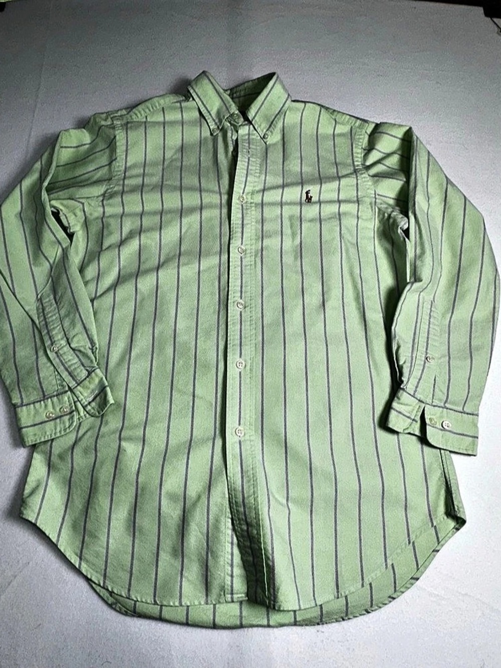 Ralph Lauren Classic Fit Striped Green & Purple Shirt Men’s size 15
